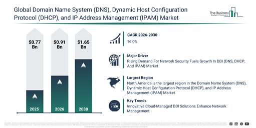 Global Domain Name System (DNS), Dynamic Host Configuration Protocol (DHCP), and IP Address Management (IPAM) Market Report Infographic