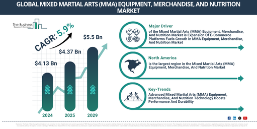 Global Mixed Martial Arts (MMA) Equipment, Merchandise, And Nutrition Market Report Infographic