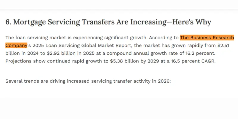 Loan Servicing Industry Growth Analysis
