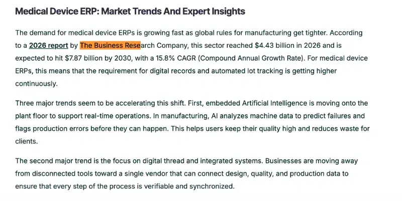 Medical Device ERP Market Growth